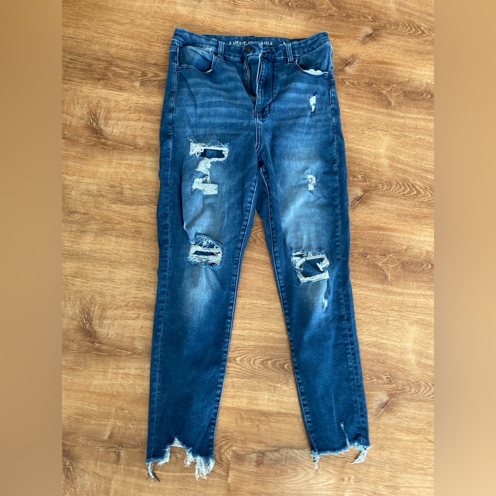 American Eagle Outfitters Blue Distressed Skinny Jeans